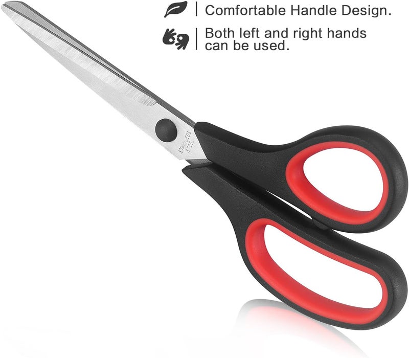 LONGKEY Scissors 8.5 Inch scissors all purpose Bulk Set of 3, Scissors for Office Home School Craft Supplies, Soft Comfort-Grip Right/Left Hand, Black - Image 4